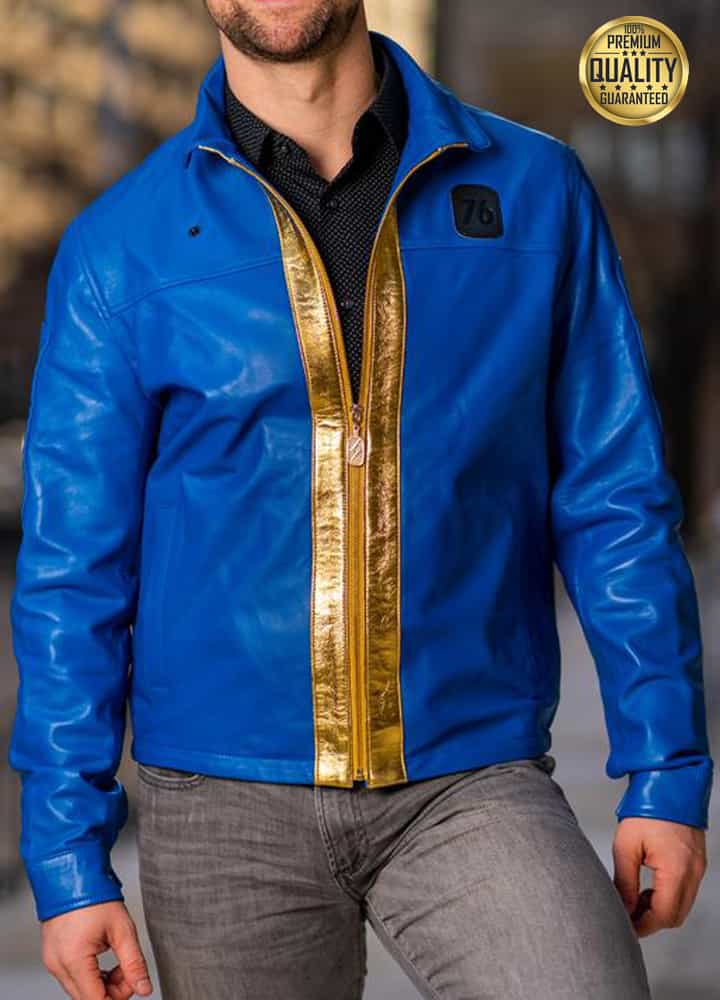 Fallout 76 Vault Blue Leather Jacket